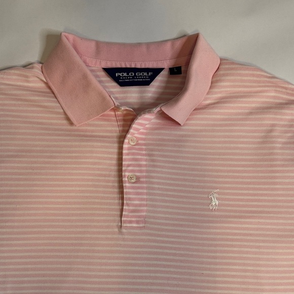 Men's Pink Striped Polo Shirt - Picture 3 of 5